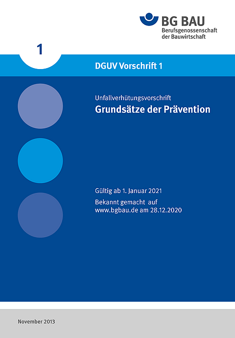 Titelbild der DGUV Vorschrift 1: Grundsätze der Prävention
