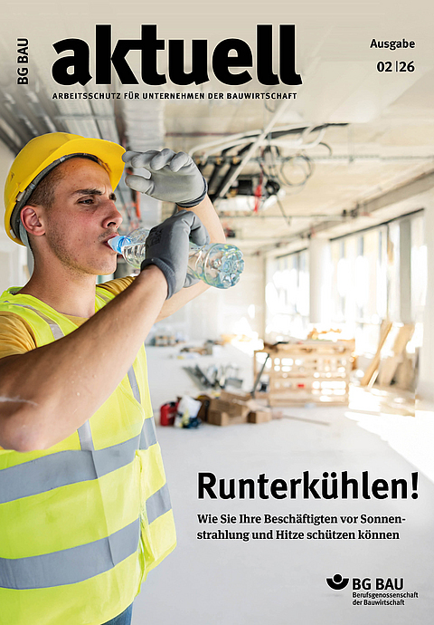 Titelbild BG BAU aktuell 2-2026, Bauwirtschaft. 