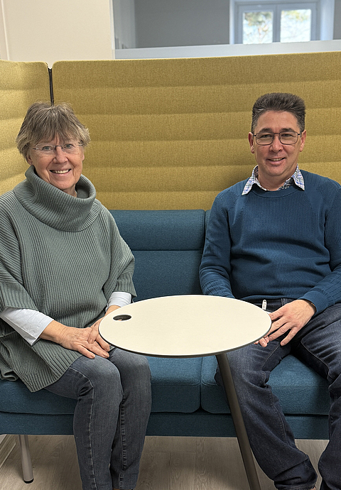 Porträt Dagmar Rabe und Vladimir Zsju, Sicherheitsmitarbeiter der GEG Gebäudereinigung in Lonsheim. 