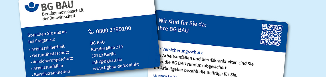 Abbildung der BG BAU-Karte mit Vorder- und Rückseite.
    