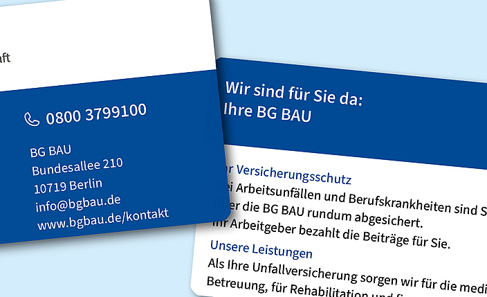 Abbildung der BG BAU-Karte mit Vorder- und Rückseite.
    