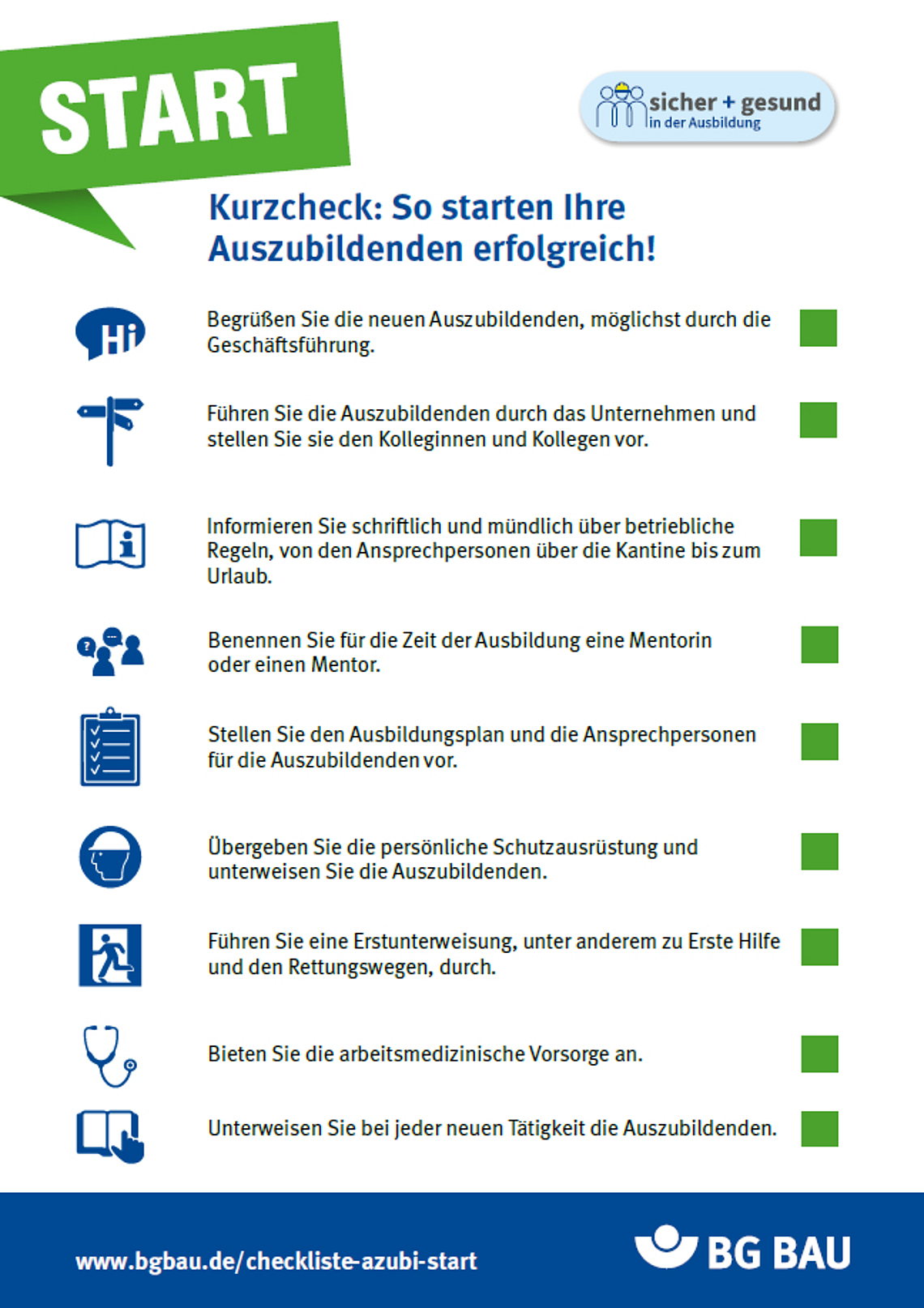 Kurzcheck: So starten Ihre Auszubildenden erfolgreich! 