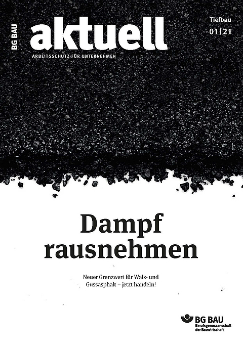 Titelblatt der Zeitschrift BG BAU aktuell Ausgabe Tiefbau 1/2021
