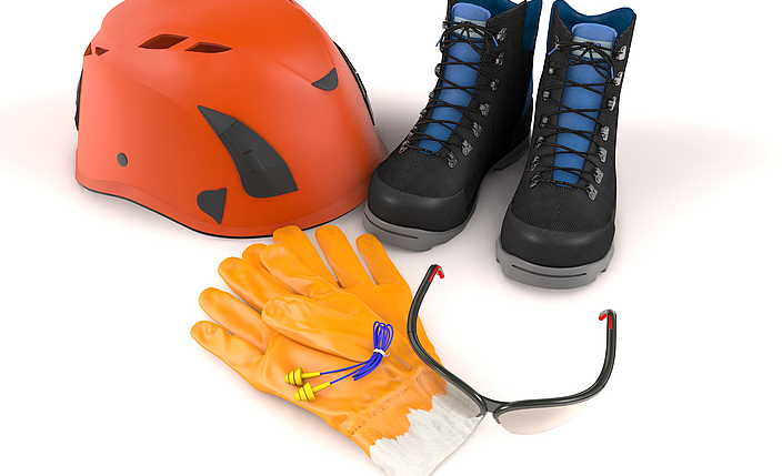 Persönliche Schutzausrüstungen; Kopfschutz, Fußschutz, Handschutz, Gehörschutz, Augenschutz
