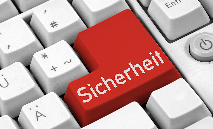 Eine Tastatur mit der Aufschrift Sicherheit.