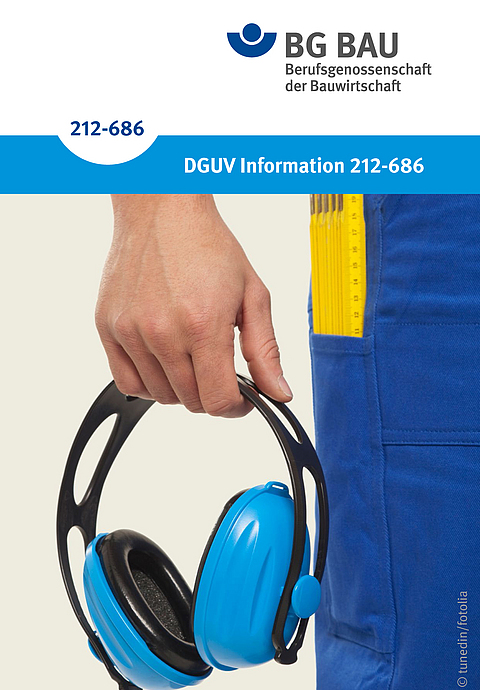 Titelbild der DGUV Information 212-686: Gehörschützer-Kurzinformation für Personen mit Hörminderung – Information für Betroffene.
