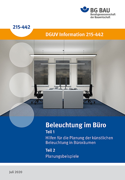 Titelbild der DGUV Information 215-442: Beleuchtung im Büro.
