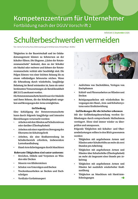 Titelseite des Kompetenzzentrum in BG BAU aktuell 3-2026. 