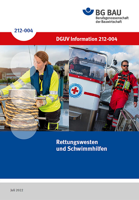Titelbild für die DGUV Information: 212-004 Rettungswesten und Schwimmhilfen
