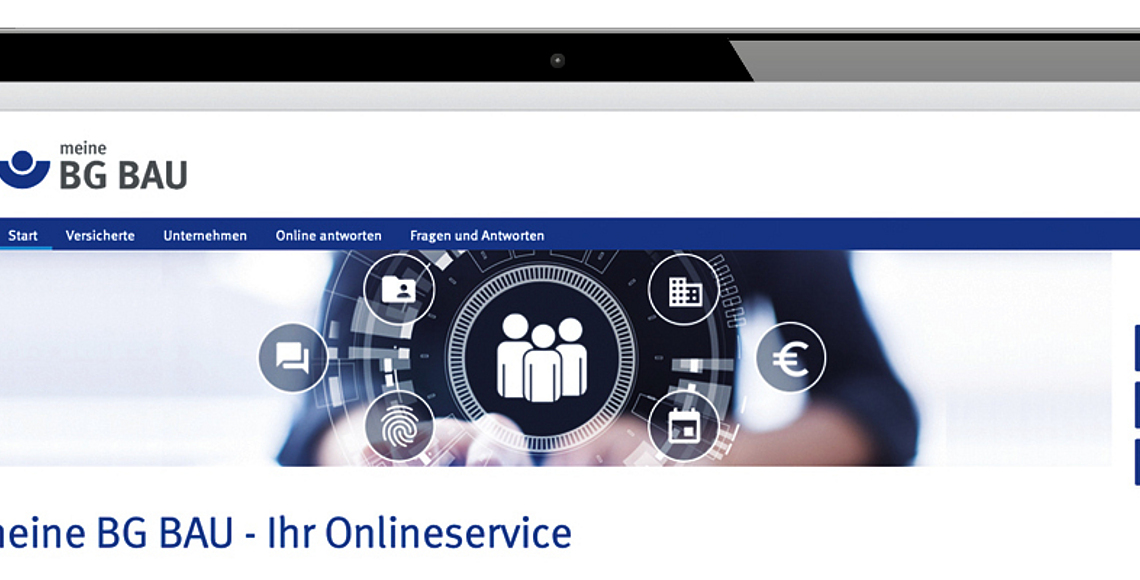 Startseite des Portals „meine BG BAU für Unternehmen“ 
